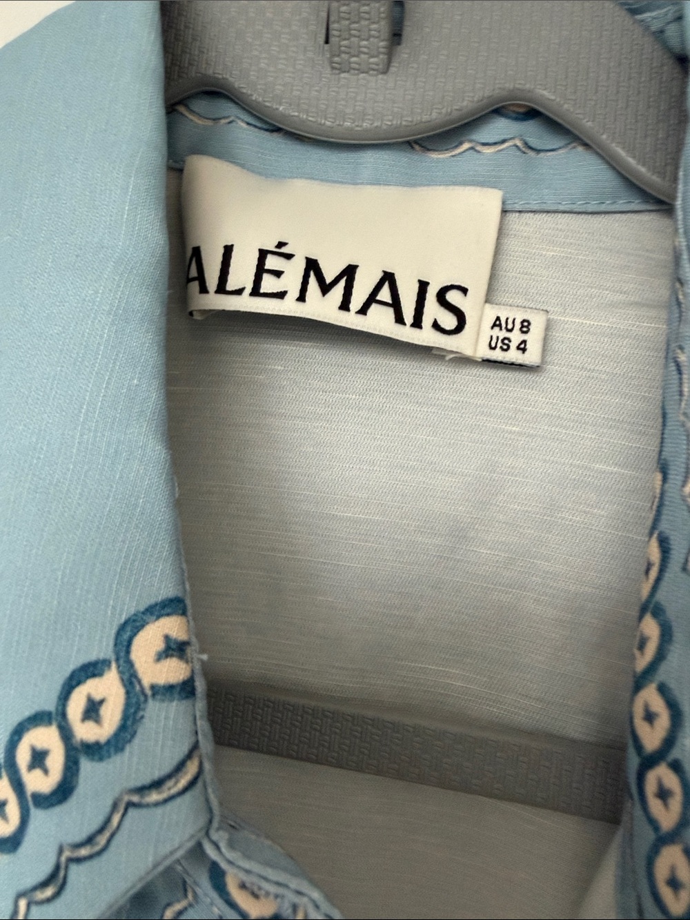 Alemais Light Blue Printed Mini Shirt Dress with Tie - Picture 4 of 4